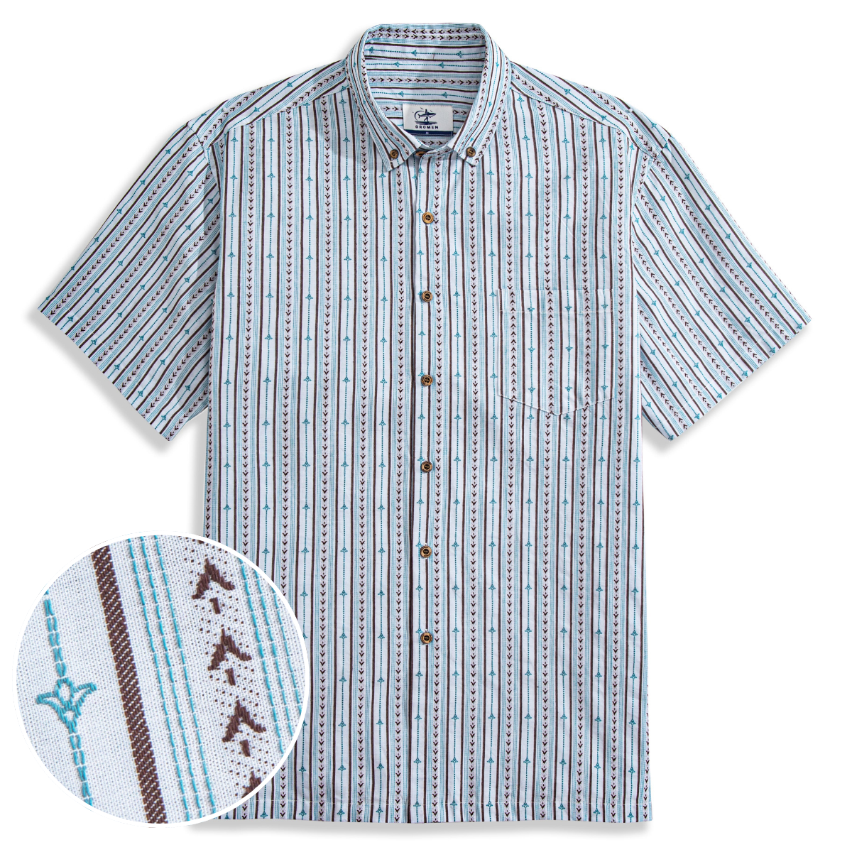 Embroidered Flower Bud Textured Stripes