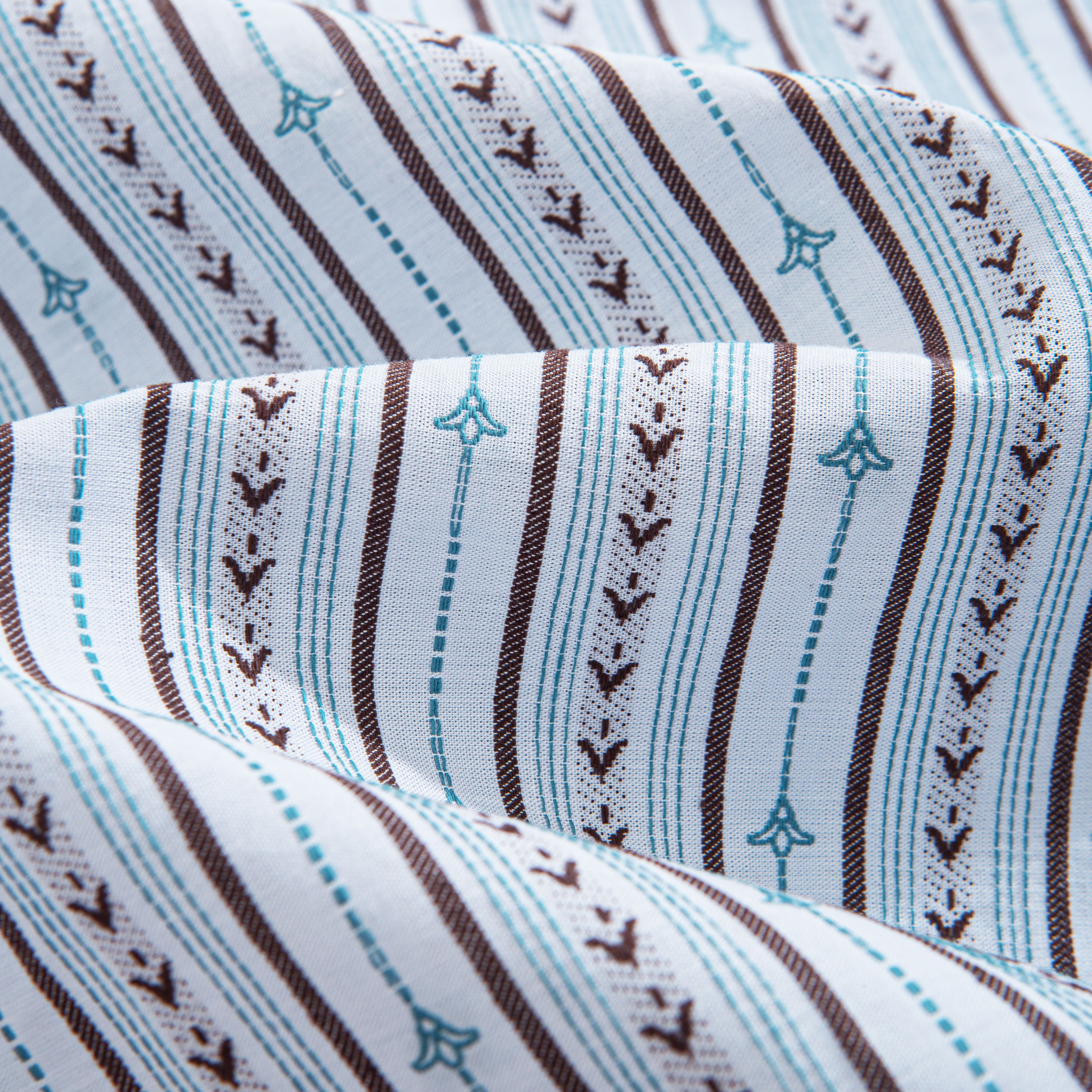 Embroidered Flower Bud Textured Stripes